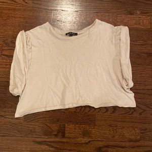 Tan cropped muscle t
